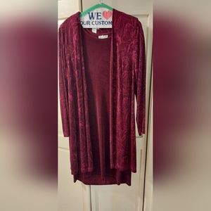 Maroon Sleeveless Dress with Jacket
